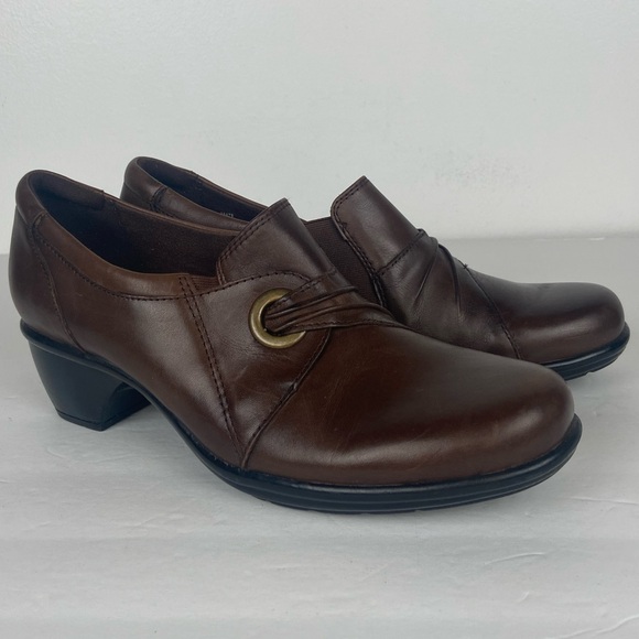 Clarks Bendables Slip On Wedge Shoes Size 9 M Color Brown Career Preppy Office - Picture 1 of 11